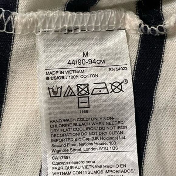 Banana Republic Shirt Medium Stripe Embellished Scoop Neckline Navy White - Picture 11 of 12